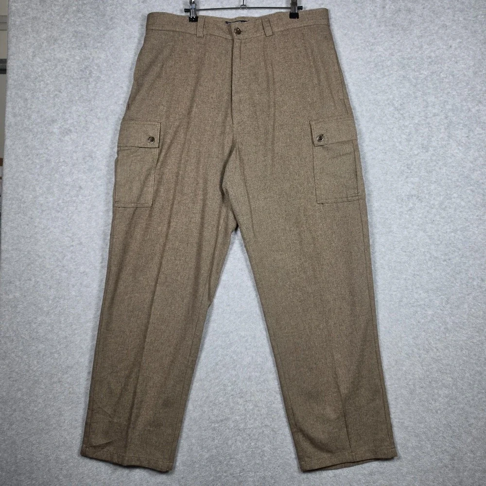Polo Ralph Lauren Pants Mens 36x30 Dune Brown Vintage Y2k Cargo Straight Tweed